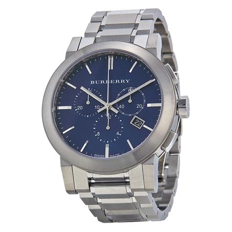 burberry bu9363 blue dial large check stainless stell men|Burberry Men's Watch Chronograph The City 42mm Blue BU9363.